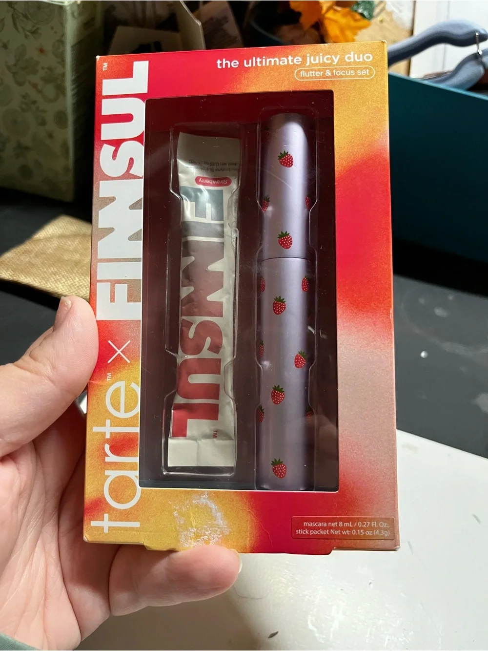 tarte berries-themed mascara and lip duo — pink and red packaging
